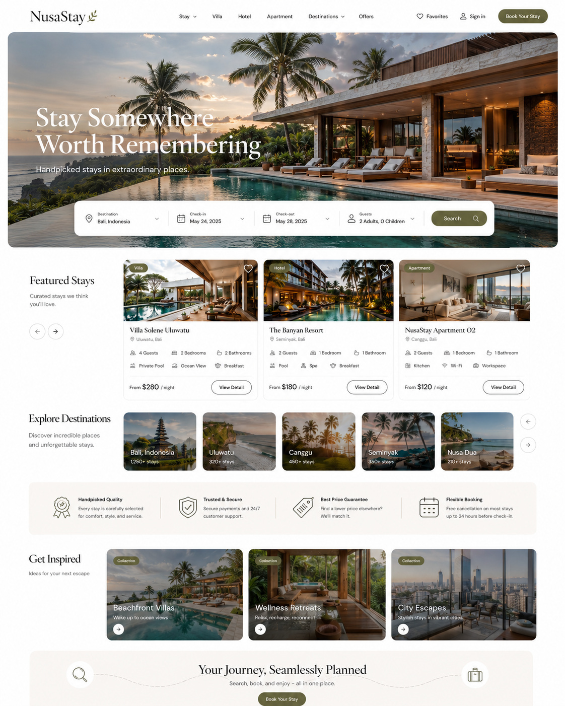 Visual NusaStay hospitality booking